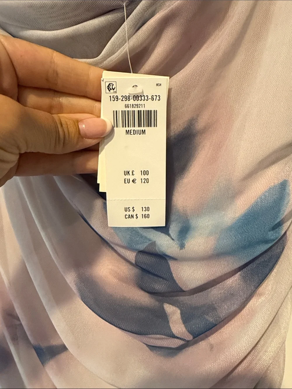 NWT A&F Draped Floral Evening Dress in Taupe and Blue